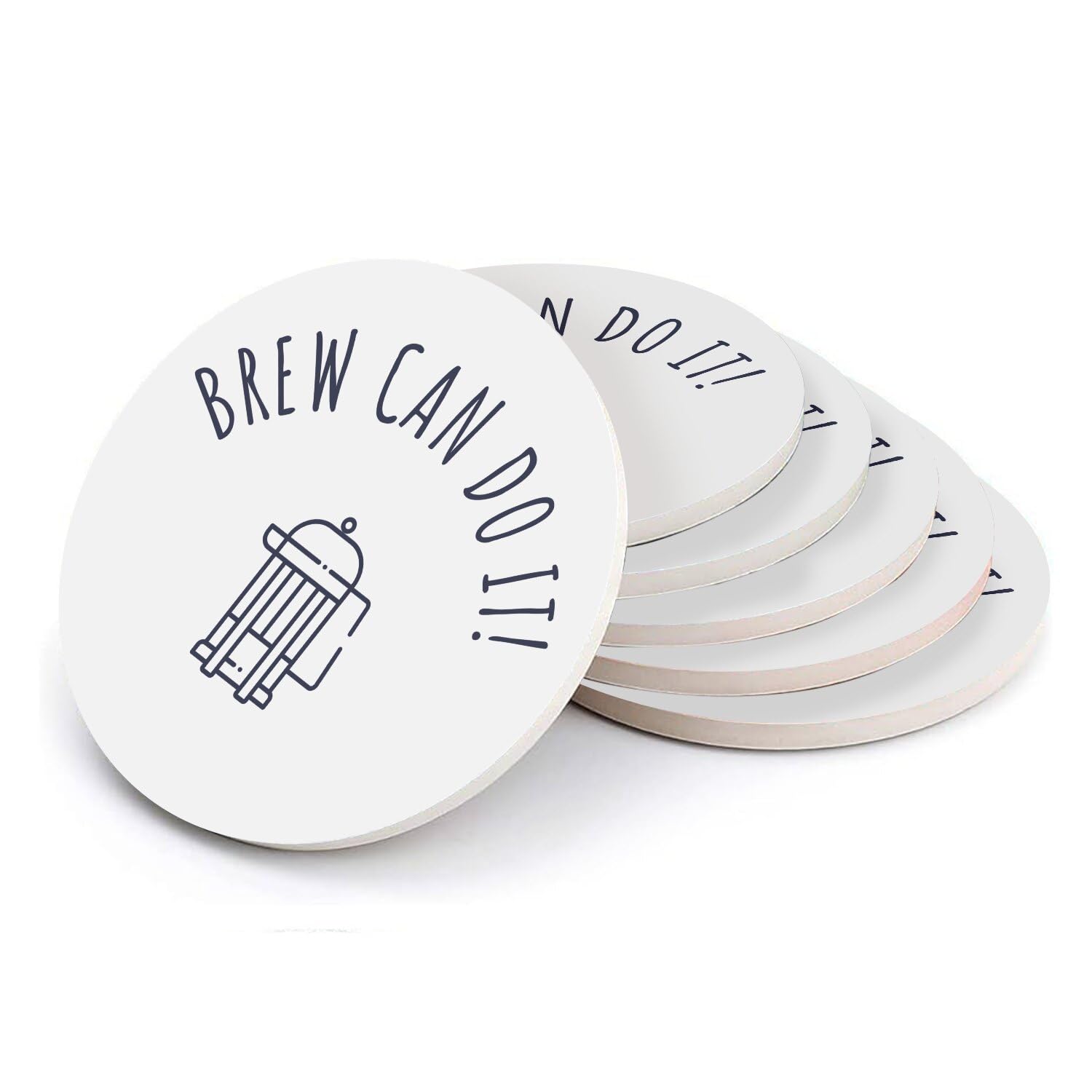 Sous verre ronds en céramique Brew Can Do It | Idée cadeau originale pour amateurs de café