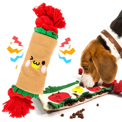 Lilfrd Dog Puzzle Snuffle Mat Toys, Squeaky Enrichment Rope Crinkle Treat Dispensing Stuffless Tug Toy For Small Medium Large Dog cover