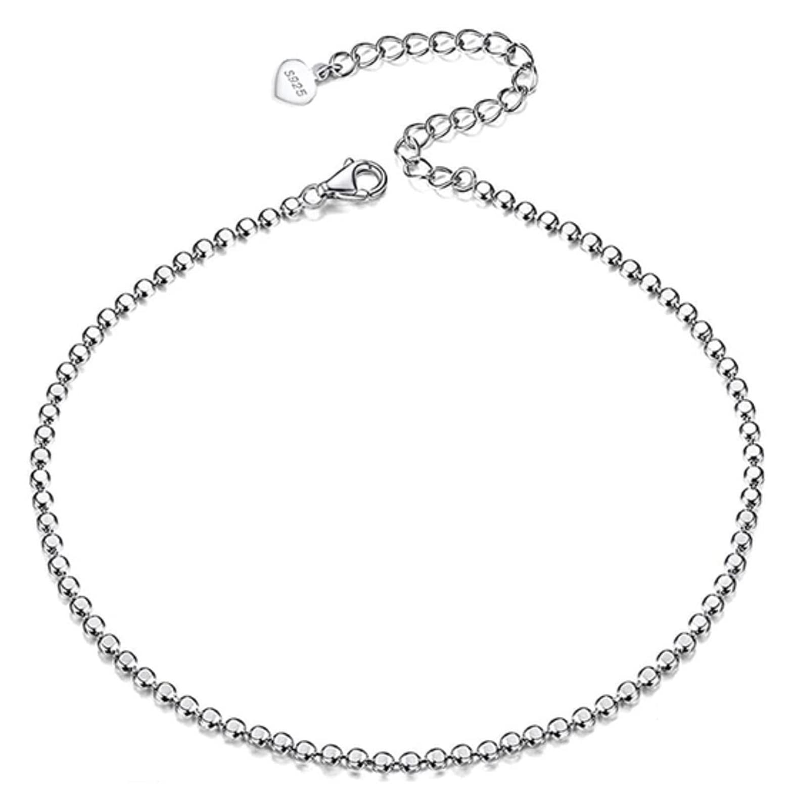 HLTYGWX Braccialetti alla Caviglia Estiva Cavigliera a Catena in Argento Sterling con Perline Piatte per cavigliere da Ragazza per Gioielli da Spiaggia per Feste in Spiaggia