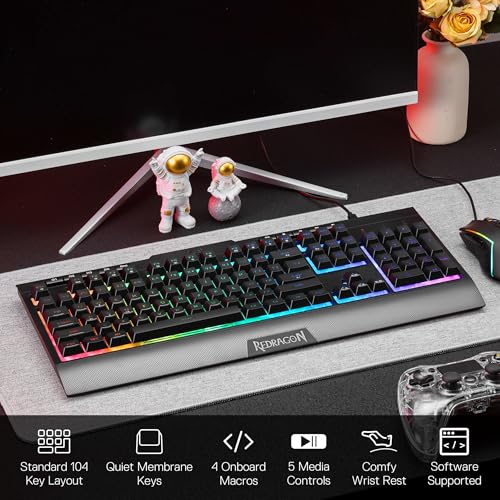 Image of Redragon S151 Gaming Keyboard & Mouse Combo, 104 Keys K525 Wired RGB Membrane Keyboard and 10000 DPI Wired M616 Gaming Mouse Bundle