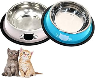 DMSL Cat Bowls Cat Bowl Set of 2 Non-Slip Stainless Steel Cat Bowl Cat Water Bowl Cat Bowl Raised Bowls and Drinking for Pet