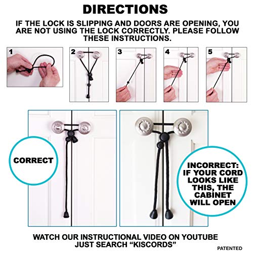 Kiscords Baby Safety Cabinet Locks For Knobs Child Safety Cabinet Latches For Home Safety Strap For Baby Proofing Cabinets Kitchen Door Rv No Drill No Screw No Adhesive (Black) #TOP3