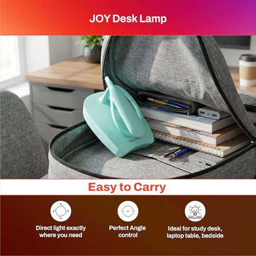 Image of Halonix Joy Rechargeable Desk Lamp with C-Type Charging | LED Study Table Lamp with Step Dimming | Li-ion Battery | Portable Eye-Care Light for Study, Work & Home Use
