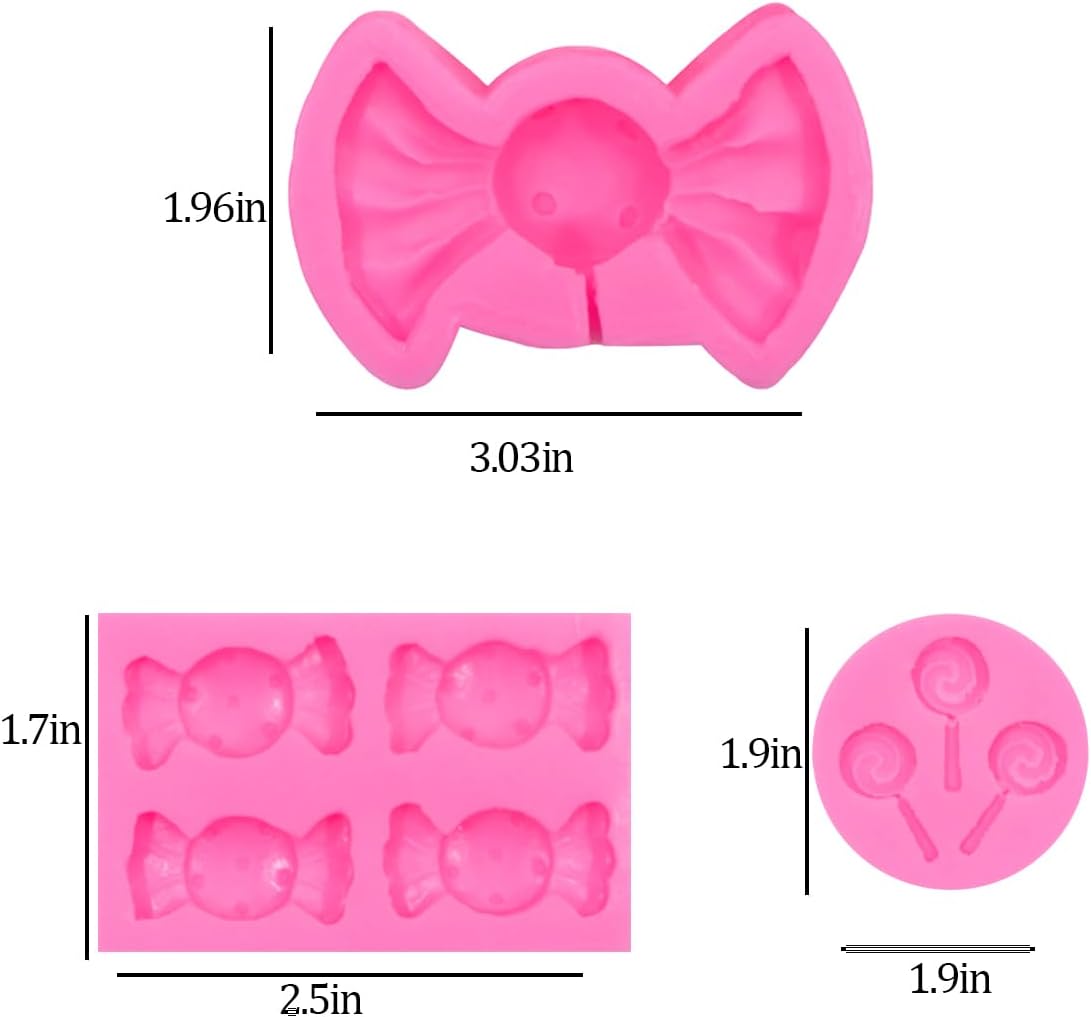 KuuGuu 3 PCS Lollipop Fondant Molds,Candy Shape Cake Decorating Molds for Baking Cupcake Toppers,ForPudding,Pan Muffin,Impression Mats Baroque Fondant,Chocolate,Ice Cube,Cookie Pastry Pies