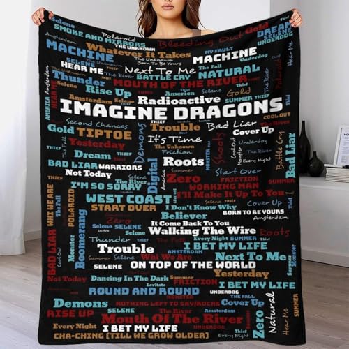 Couverture microfibre 150x200cm lavable imprimée Imagine Dragons 3D - 4