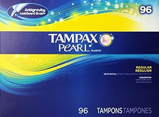 Tampax Pearl Regular Absorbency Unscented Tampons, 96 Count, Pack of 1