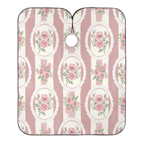 Capa de barbería impermeable Kigai con flores rosas miniatura 2