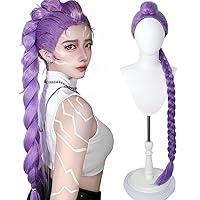 Demon Costume Halloween Cosplay Costume Long Straight Hair Accessory for Girl Women Wigs Cosplay Wigs Purple Braids Kids Halloween Accessories Props (Purple, Long, Straight)