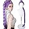 Demon Costume Halloween Cosplay Costume Long Straight Hair Accessory for Girl Women Wigs Cosplay Wigs Purple Braids Kids Halloween Accessories Props (Purple, Long, Straight)