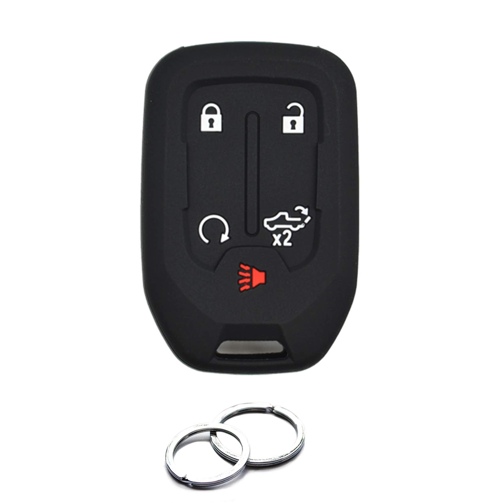 1PCS Compatible with Chevy Chevrolet Silverado GMC Sierra 1500 2500 HD 3500 HD Silicone Smart Key Fob Cover Case Protector Truck Accessories Fob Holder (5-Button, Black)