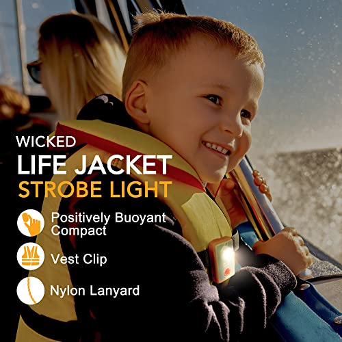 Wicked Life Jacket Strobe Light (4Ea) For Man Overboard Survival Vest; Water Activated, High Intensity Beam Locator, Emergency Long Range Rescue Led Flashing Beacon #TOP3