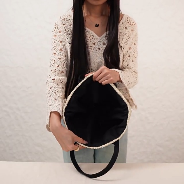 Bolso casual de paja natural para mujer miniatura 7