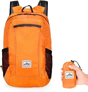 Mochila dobrável portátil leve mochila impermeável bolsa dobrável ultraleve ao ar livre para mulheres homens viagens caminhadas(laranja)