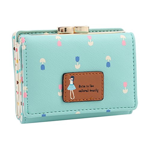 Damara Female Faux Leather Card Holder Mini Wallet Clutch,Light Green