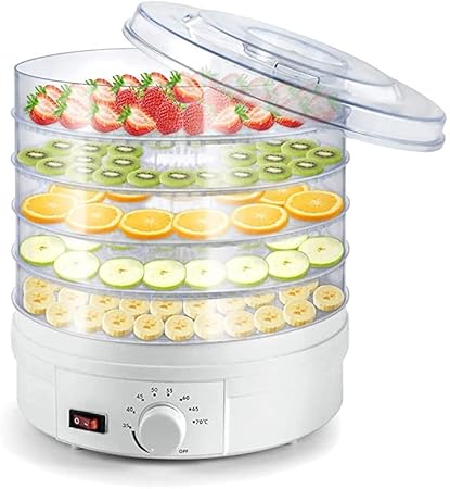 ONPRIX Food Dehydrator Machine Jerky Maker, Plastic Electric Transparent 5 Tier Countertop Dry Food and Fruits Saver Machine,Snacks Food Dryer.