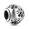 Breloque en argent sterling 925 avec empreinte de patte de chien - Perle pour bracelets Pandora Noir #1