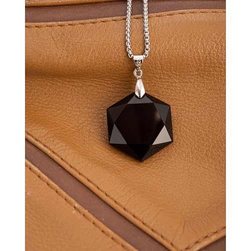 Genuine Obsidian Hexagram Star Necklace Healing Crystal Pendant, Adjustable Natural Gemstone Necklace Reiki Quartz Jewelry for Men Women4