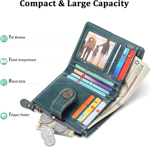 Small Leather Wallet for Women Ladies Credit Card Holder RFID Blocking Womens Mini Bifold Pocket2
