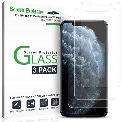 amFilm (3 Pack Glass Screen Protector for iPhone 11 Pro Max/iPhone XS Max (6.5