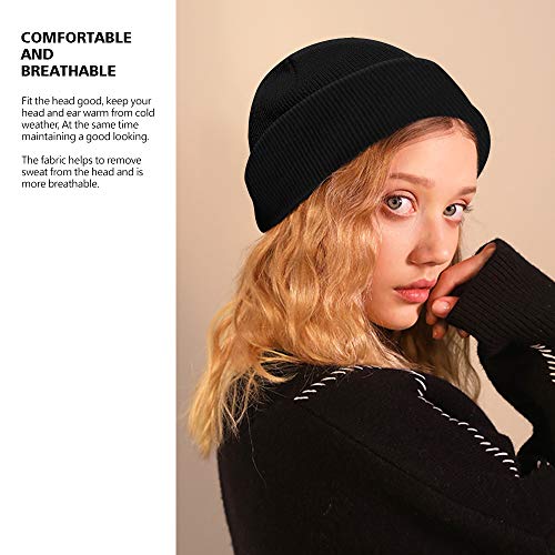 Foto von MOBIUSPHY Wintermütze Herren Damen Strickmütze Beanie Mütze Schwarz Wollmütze Winter Erwachsener klassisches Design Herrenmütze Modern Weich Elastisch Haube aus atmungsaktivem (Schwarz)
