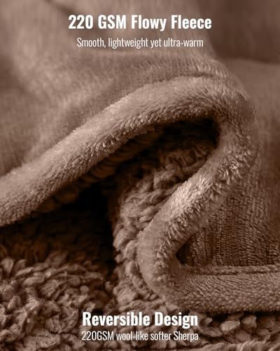 Uttermara Weighted Blanket Twin 15 Pounds, Adult Weighted Blankets with Soft Plush Flannel Fleece & Cozy Warm Sherpa for Couch Bed, Heavy Blanket Great for Sleeping and Relax, 48" x 72" 15lbs in Tan
