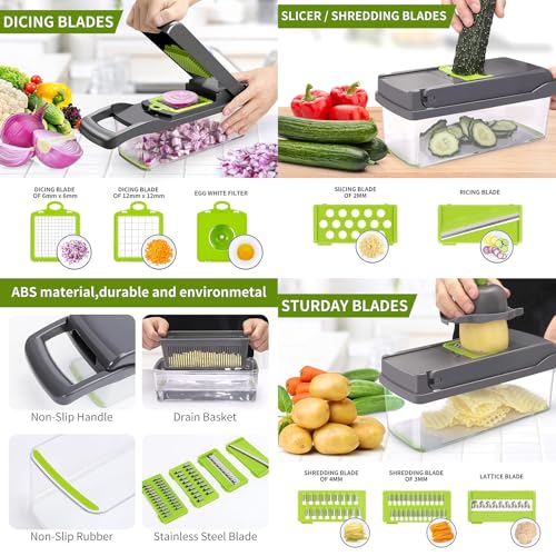 16-in-1 Vegetable Chopper with Container & Draining Basket - Image 4