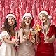 OFFCUP Lametta Vorhang, 3pcs Metallische Glitzervorhang Fringe, Tinsel Folie Vorhang Folienfransen Vorhang, Glitzer Folien Fransen Lametta Vorhänge Folie Hintergrund für Geburtstag Party/Hochzeit(Rot)