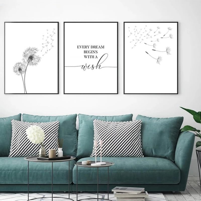 Affiche Pissenlit Fais un Vœu 60x80cm - Triptyque Toile Déco Salon