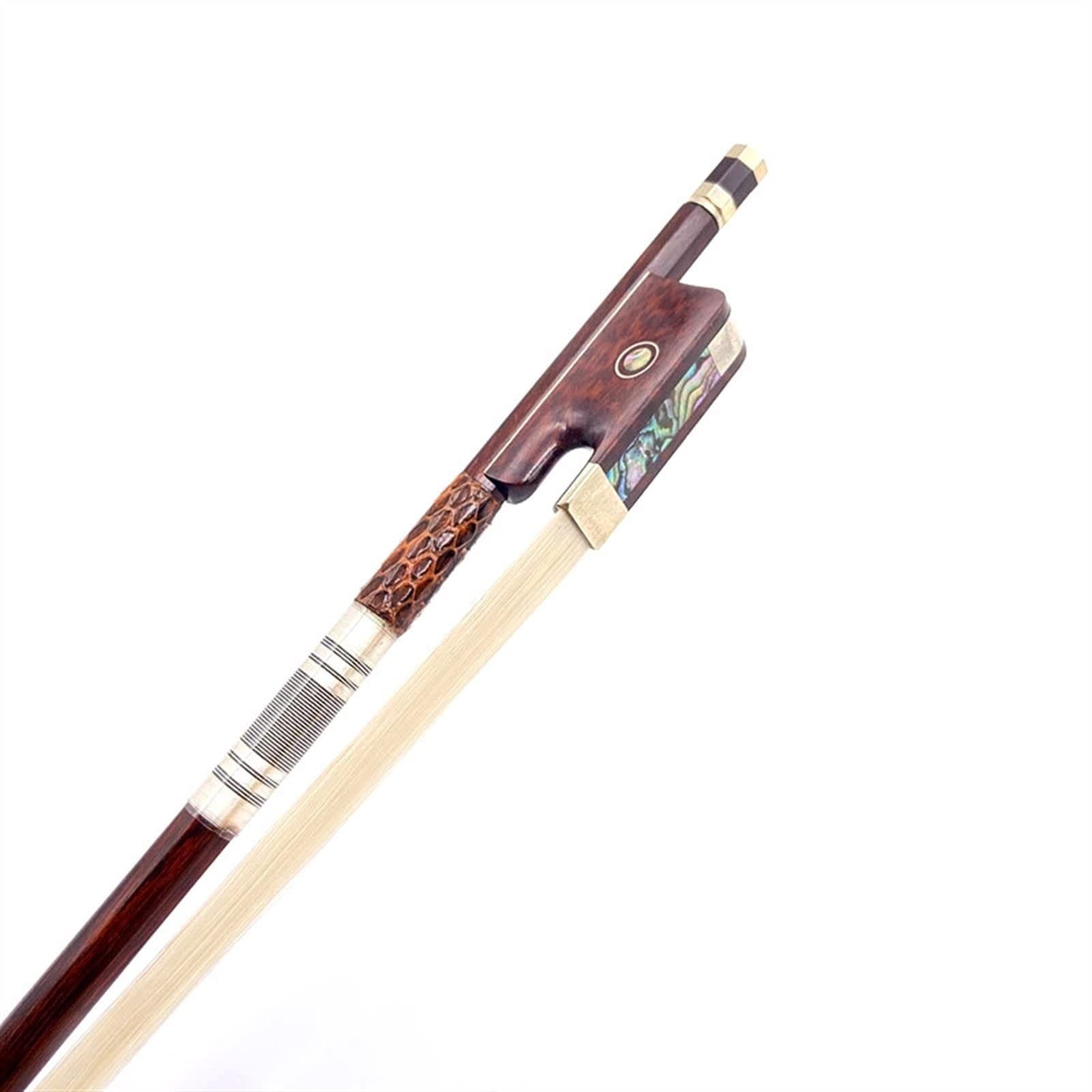TSTS 1pcs Snakewood Letterwood Viola Bow Siberia White Horsehair Horsetail Letterwood Rana Fiocco Professionale Violino