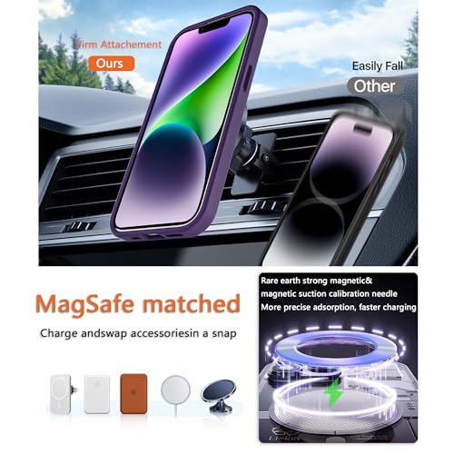Image of Magnetic iPhone 14 /13 case,Compatible with Magsafe, Military-Grade Protection,Slim Translucent Matte Shockproof with Anti-Scratch Anti-Fingerprint Phone Cover (deep Purple, iPhone 14 /13)