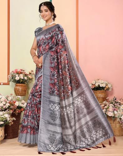 Yashika Damen Kunst Seide bedruckt mit Quasten unbestickt Bluse Material Stil... - Bild 13 von 13