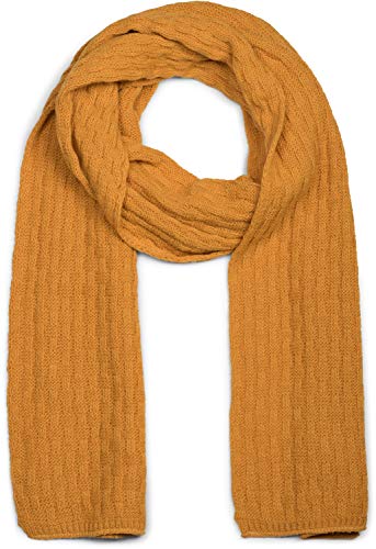 styleBREAKER Unisex einfarbiger Strick Schal mit strukturiertem Flecht Muster, Uni Winter Strickschal 01018161, Farbe:Curry