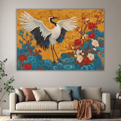 Tableau oiseaux rouges grue poster grand format sans cadre - 3