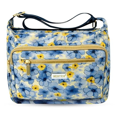 Image of Storite Women's Crossbody Sling Bag | Multi Pocket Lightweight Shoulder Bag | Adjustable Strap Travel Messenger Bag | Boho Design Casual Everyday Purse
