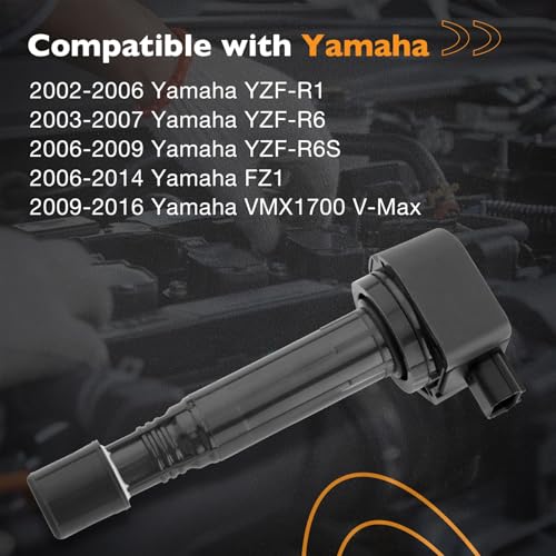 Image of F6T558 Ignition Coil Packs (4pcs) | Compatible with Yamaha 2003-2007 YZF R6, 2002-2006 YZF R1, 2006-2009 YZF R6S, 2006-2014 FZ1 & More, Replaces# 5VY-82310-00-00