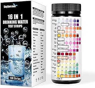 Drinking Water Test Strips, 16 IN 1 Water testing kits for Drinking Water 100pcs Water Test Strips for Well Tap Water Quality Testing for Lead, Chlorine, Hardness, pH, Nitrate,Iron,Copper and More