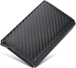 Carteira Slim Porta Cartões Antifurto RFID Couro Sintético Premium Ejeção Automática 7 Compartimentos Resistente