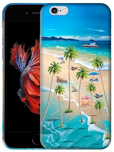 Coque iPhone 6 Plus GlamCase rigide blanche à motif plage et palmiers