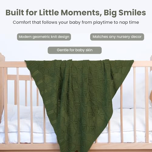 Image of Hypoallergenic Baby Blanket - 30x40 Inches Pepper Green, Oeko-TEX Certified, Thermal-Regulating, Silky Soft Knit for Girls & Boys - Swaddle, Toddler, or Receiving Blanket