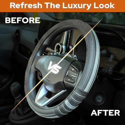 Image of CONTINENTAL [DuraGrip] O Type Medium Size Steering Wheel Cover Build with Premium Vegan Leather Anti Slip Steering Cover.