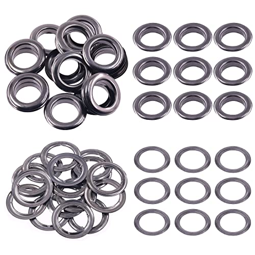 Swpeet 100Pcs - 50Sets 1" (25mm) Hole Metal Grommets & Eyelets Kit, Thicken Metal Grommets & Eyelets for Canvas, Leather, Curtains