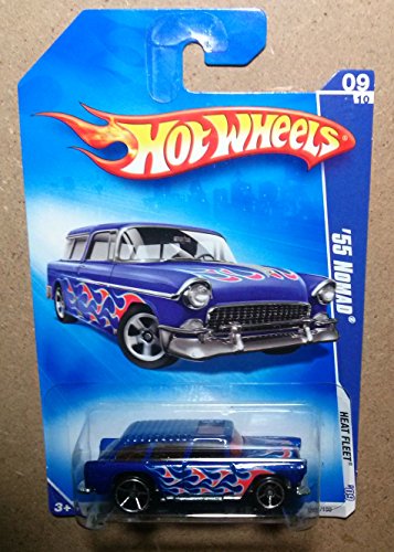Hot Wheels '55 Nomad azul con detalles rojos y blancos miniatura 2