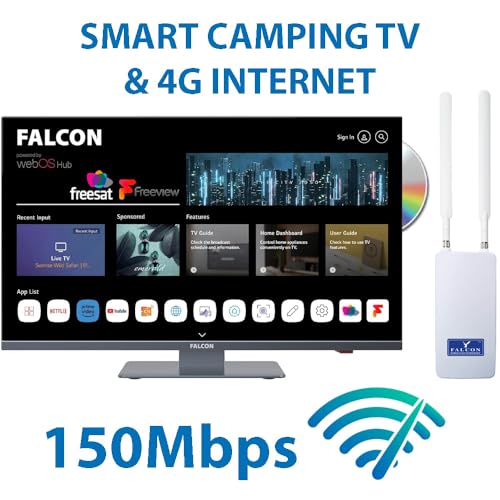 Falcon WebOS Smart FHD Camping-TV und mobiler Booster-Internet-Router ist eine kombinierte Lösung mit Freeview Play, Netflix, Prime Video, Disney+, YouTube und mehr (22” WebOS SMART Combo Bundle) – Bild 3
