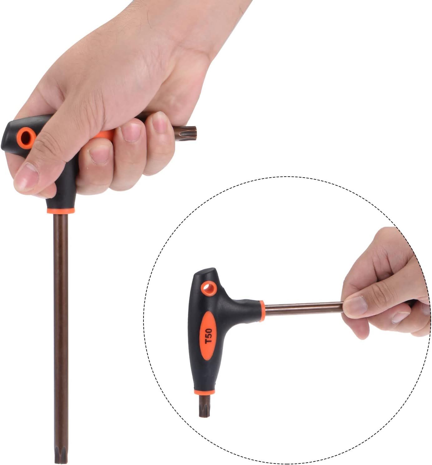 uxcell T40 Anti Tamper Proof Torx Key T-Handle Dual End Wrench, S2 Steel 2 Pcs