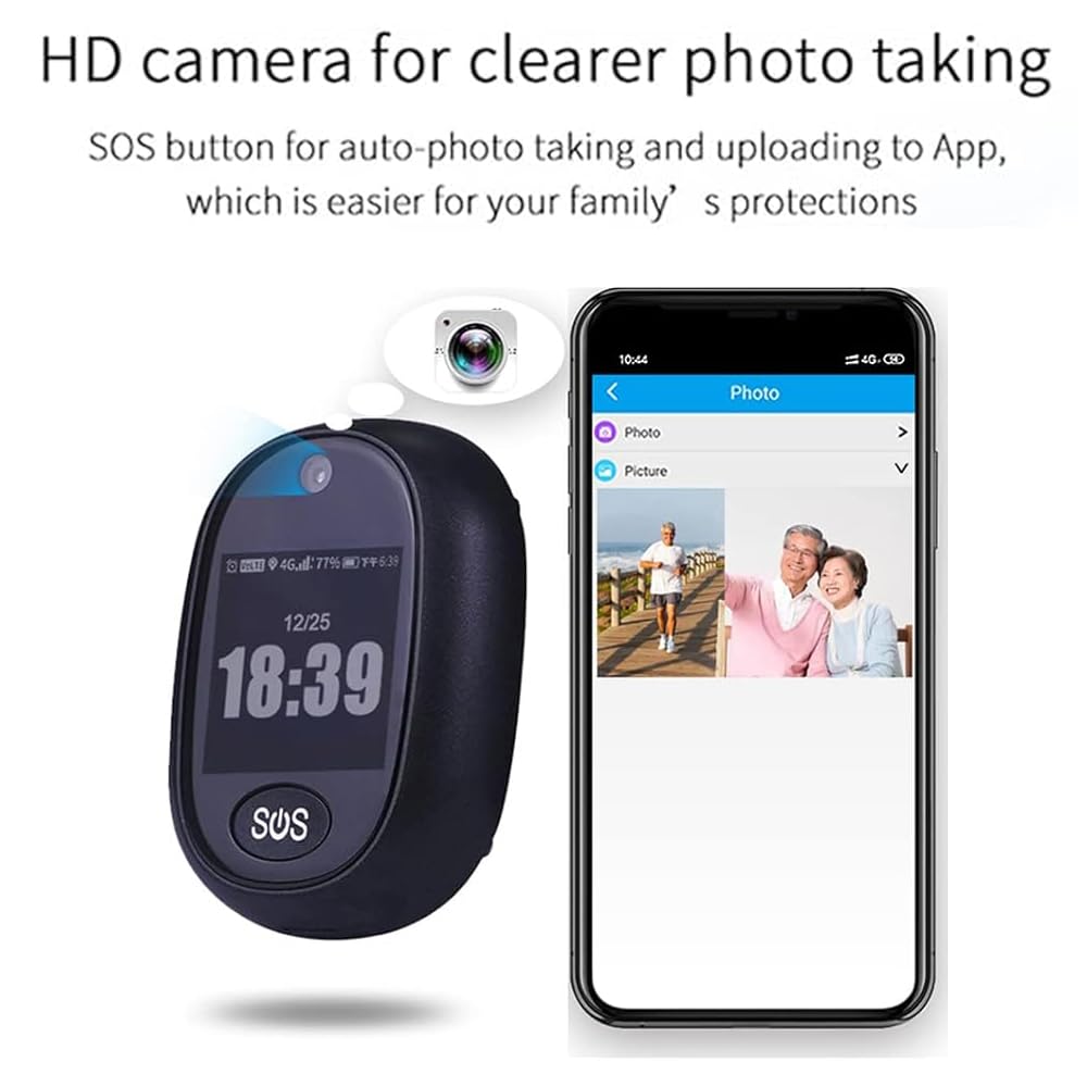 Mini Pendente del Localizzatore GPS, Sistemi di Allerta Anziani, Chiamata Vocale 4G, Pulsante di Emergenza Touchscreen + SOS, Promemoria dei Farmaci, Gestione della Salute, per Alzheimer, Autismo