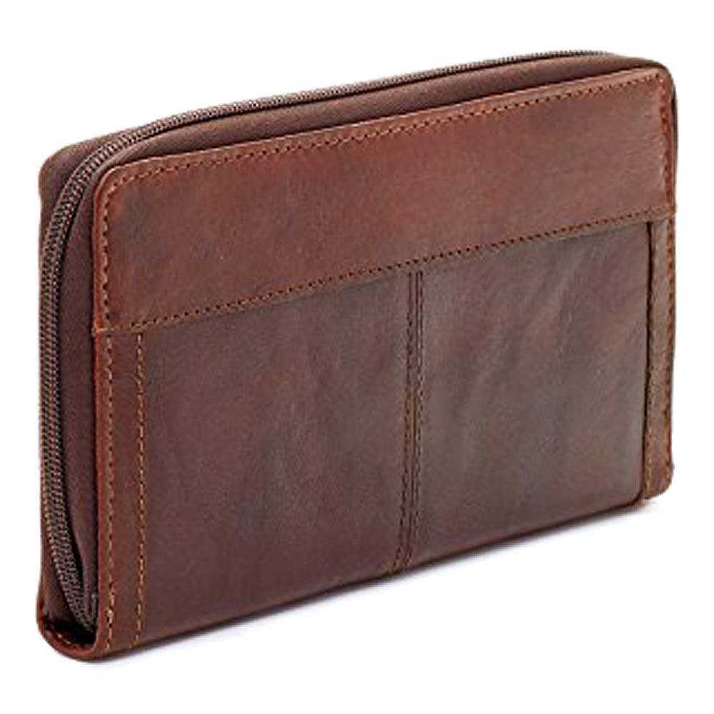 Jack Georges Voyager Large Zip-Around Travel Wallet #7724 (Brown)