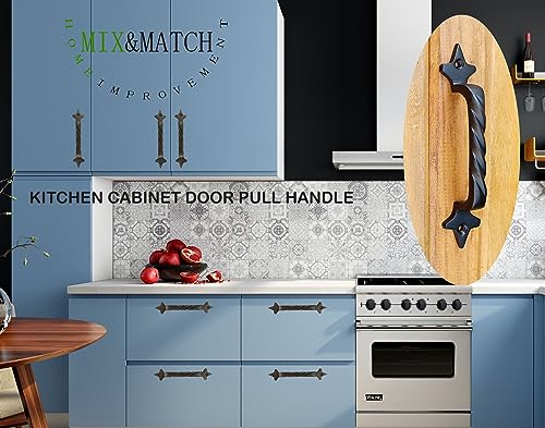Image of Mix&Match Cast Iron Twisted Handle - 6 Inch Balck Matt Finish | Rope Style Cabinet, Wardrobe, Cupboard & Furniture Door Handle | Pack of 10 Pcs with Screws
