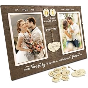 A’arkaJ Anniversary Wedding Gifts for Couple Parents Wife Husband. (1-99) Years Then & Now Anniversary Picture Frames(3 Options).