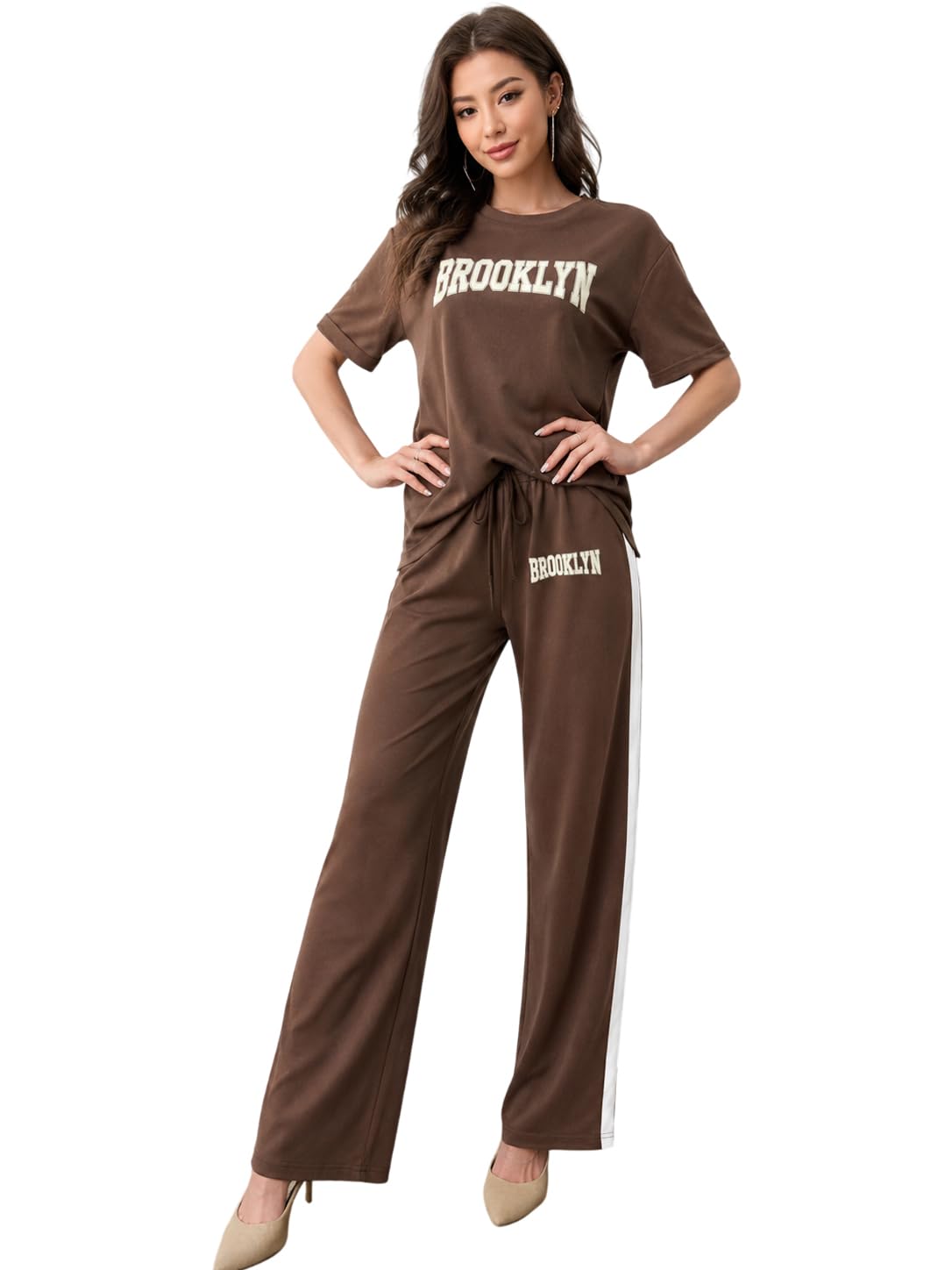 Women’s Sleepwear Set – Pajama Set, Soft Short Sleeve Top & Drawstring Jogger Pants, Comfortable Nightwear Lounge Set for Girls & Womens-image-36