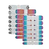 BornBeauty Nail Polish Stickers 3 Sheets Waterproof Adhesive Press On Nail Strips Gradient Glitter B